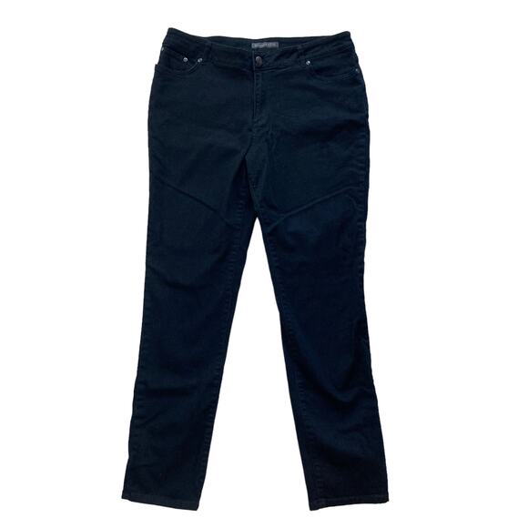 Garnet Hill High Rise Straight Leg Jeans Size 32 Black Organic Cotton - Picture 1 of 7